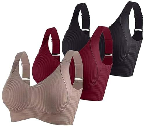 3er Pack Damen Push Up BH ohne Bügel aus Baumwolle Sexy und Bequem mit Starkem Halt für Große Brüste Verstellbarer Bra Set in Klassischem Design