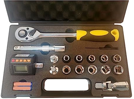 KONGMM Set di Chiave Dinamometrica Digitale, Set misuratore di Coppia con Display Digitale Misuratore di Coppia Tester Adattatore di Coppia Candela Strumento Chiave a Bussola per Bici, Moto, Auto