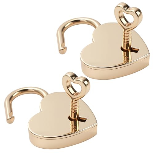 Lot de 2 cadenas dorés avec clés, cadeau pour femmes et hommes, petite décoration, cadenas d'amour pour anniversaire de mariage, Saint-Valentin, cadeau de fiançailles