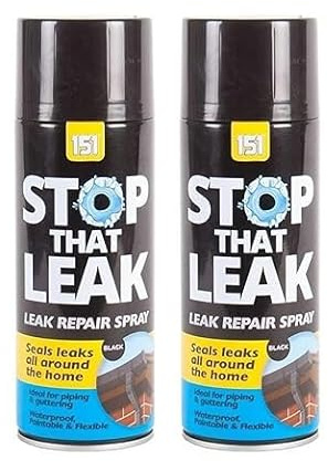 MIXEL Stop That Leak Leak Repair Spray, Waterproof Sealant, Convenient and Cost-Effective, Flexible, Repair Black Pipes & Guttering, Option to Paint After Drying, Cracks Instant Solution (2 PCS)