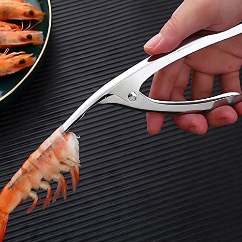 TFixol Shrimp Peeler Prawn Shrimp Deveiner Lobster Shell Remover Peel Device Kitchen Seafood Tools Silver