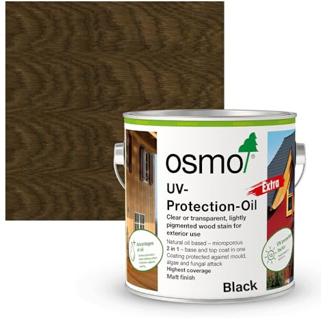 Osmo UV Protection Oil Extra, Exterior Tints Wood Finish (Black 3075, Matt, 750ml)