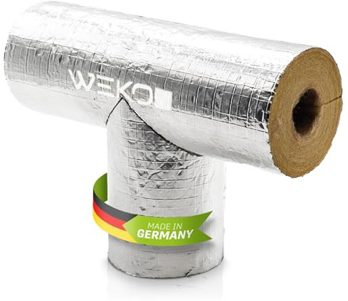 WeKoFlex® Rohrisolierung Mineralwolle T-Stück | 15-89mm x 20mm Dämmung | für Heizungs-, Kaltwasser-, Sanitärleitungen | 50-100% GEG, EnEV | Schwer entflammbar & Schalldämmend (35mm x 20mm | 50% GEG)