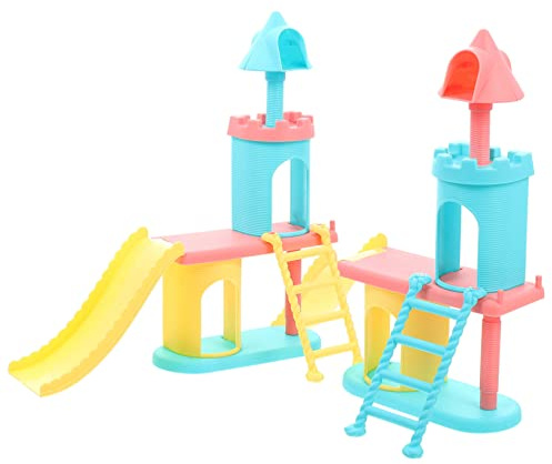 HONITANO 2pcs Mini Doll House Slide Toy Accessories for Boys and Girls, Miniature Amusement Park Slide Models Random Color, Mini Playground Decoration Set for Dollhouse Play