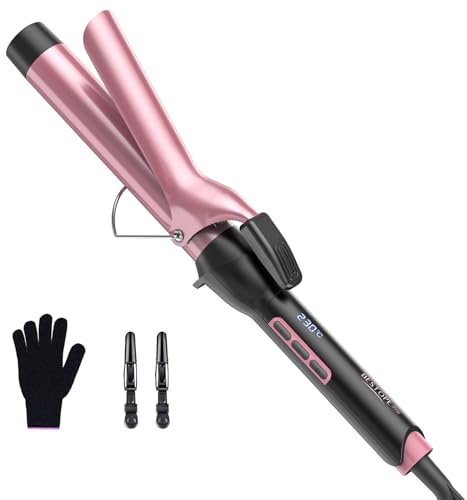 BESTOPE PRO Arricciacapelli da 25 mm - Ferro Arricciacapelli in Ceramica Antistatico con Display LCD, Intervallo di Temperatura 80-230°C, Riscaldamento Rapido, per Ottenere Ricci Naturali e Morbidi