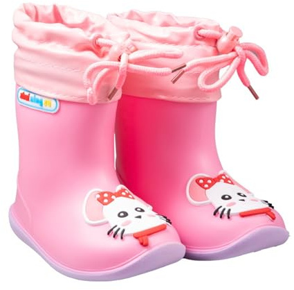 Hixingo Stivali Pioggia Bambino, Leggeri Stivali Pioggia Bambina e Bambino Antiscivolo, Stivaletti Scarpe per Bambini Unisex 1-6 Anni, per All'aperto, Piovere, Nevicare (Rosa (fodera),30)