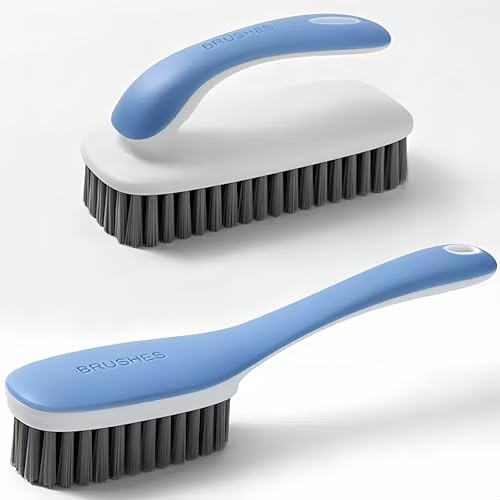 Scrub Brush for Stains-2 Pack Fabric Cleaning Brush,Laundry Stain Remover Brush,Clothes Scrub Brushes Cleaner Soft Bristle Scrubbing Brushes Household Cleaning for Carpet Shoes Clothes Bags (Blue)