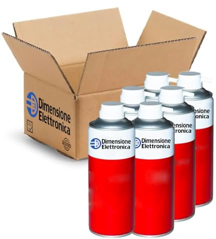 6 PEZZI bombolette aria compressa spray 400 ml LINK pressurizzata con cannuccia per pulizia pc, dispositivi elettronici e su ogni parte difficile da raggiungere by Dimensione Elettronica