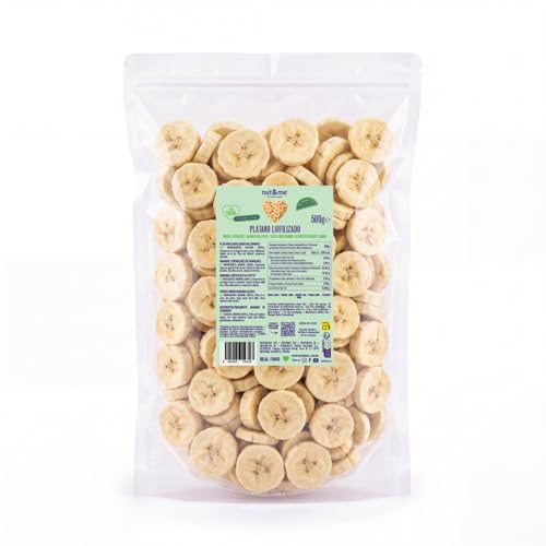 nut&me Plátano liofilizado en láminas 500 g | 100% fruta deshidratada | Sin gluten, conservantes ni aditivos, Alto en fibra, Snack, Fuente de Energía rápida