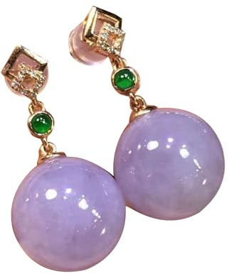 S925 Silver med Naturlig Jade Ice Violet Runda pärlor Örhängen Örhängen för kvinnor Yoga Äkta