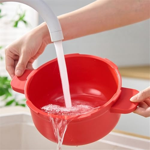 Auratrove Pentola a pressione per microonde, pentola a cottura rapida con coperchio in silicone per riso e verdure, vaporizzatore salvaspazio per cucina, rosso