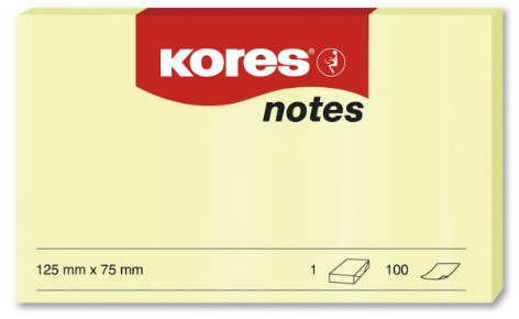 Kores - Gelbe Haftnotizen, Selbstklebender Memo Notizblock, 125 x 75 mm, Packung bestehend aus 12 Blöcken zu je 100 Blättern, Mittel