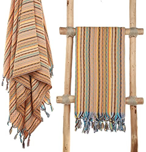 Cacala Pestemal Turkish Beach Towel Highly Absorbent Quick and Easy Dry Soft and Comfortable for Bath, Spa, Pool, Gym and Yoga 100% Cotton 37 x 70
