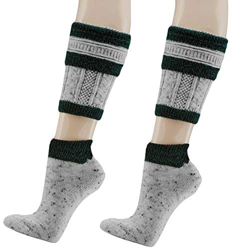 krautwear Herren Trachtenstrümpfe Trachtensocken Loferl 2tlg (Wadenwärmer + Socken) Tweedgarn