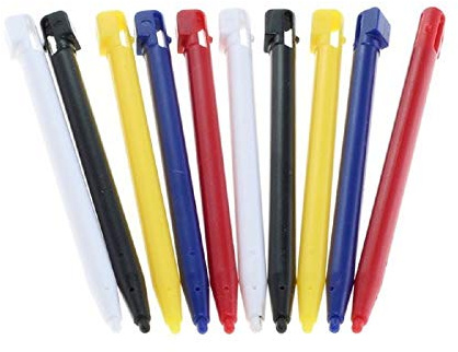 subtel - Pack de 10x Stylets pour Compatible avec Nintendo DSi - Stylet Tactile Haute précision pour Jouer à Vos Jeux vidéo sans rayer l'écran Couleur Rouge, Jaune, Blanc, Bleu, Noir