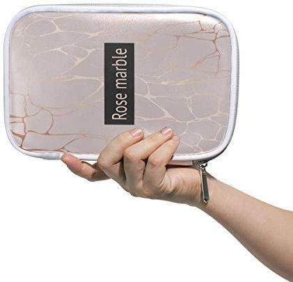 RXYY Federmäppchen Rose Marmor Linien Drucken, Halter Mäppchen Reißverschluss Schreibwaren Reise Beutel Bürste Kosmetik Stifttasche für Schule Mädchen Jungs