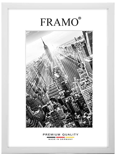 Marco de fotos FRAMO de madera 60 x 86 cm a medida - Pino Blanco | Tamaño seleccionable | incl. cristal acrílico antirreflejos | Marco para rompecabezas | Foto | Póster