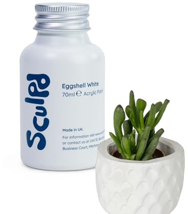 Sculpd, Vernice acrilica di colore bianco guscio d'uovo, base per ceramiche realizzate con argilla autoindurente, per creazioni artigianali impermeabili, pigmento ricco, 50 ml