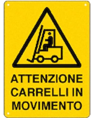 NEW CARTELLO SEGNALETICO - attenzione carrelli in movimento - Adesivo Extra Resistente, Pannello in Forex, Pannello In Alluminio (PANNELLO IN ALLUMINIO 20X31 CM)