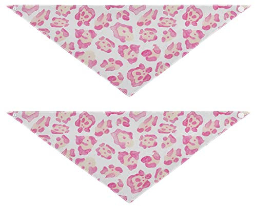 2 Stück Hundehalstücher Milchseide Haustier Bandana Schal Druckknopf Dreieck Lätzchen Halstuch Set für kleine bis große Welpen Hunde Katzen Groß Aquarell Leopard Muster Allover Print