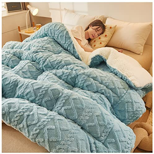 YRRA Trapunta Invernale, Coperta in Cashmere, Coperta Pesante per Letto, Piumino Matrimoniale Invernale Caldo, Coperta per Biancheria da Letto Domestica,Blu,200x230cm(6kg)