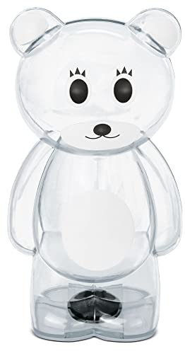 Hucha Cerdito de plástico Transparente con Forma de Osito. Huchas Originales tamaño Grande Infantiles con tapón. Hucha Ligera y Resistente. (Blanco)