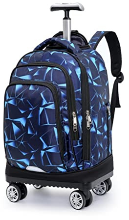 FEEIMOL Cartable à Roulette Pivotantes Sac à Dos avec 4 Roues Trolley Sacs Scolaires Garçon Fille (Bleu)
