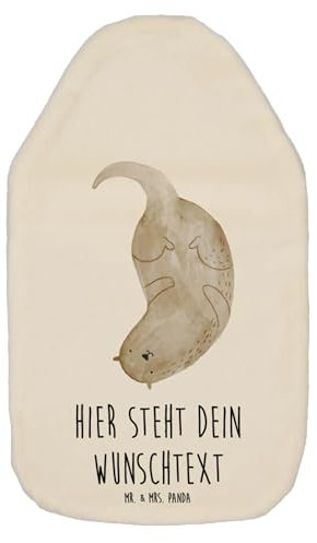 Mr. & Mrs. Panda Personalisierte Wärmflasche Otter Kopfüber - Weiß