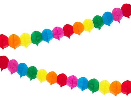 Talking Tables 3X Bunte Luftballons Wimpelgirlanden, 3m lang – 3D-Papierdeko für Kinder & Erwachsene, Regenbogen-Partydeko, Größe: 3 Girlanden à 3m