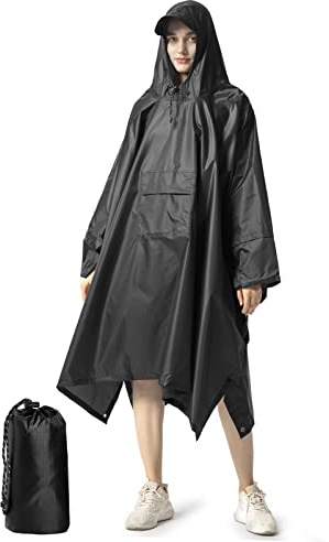 NUUR Veste de Pluie Poncho pour Femme Imperméable Léger Réutilisable Randonnée Manteau de Pluie Veste avec Capuche