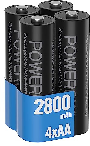 POWEROWL Piles Rechargeables AA 2800mAh 1,2V LR6 NiMH Batterie Rechargeable 1200 Cycles Haute Capacité Accu (4AA)