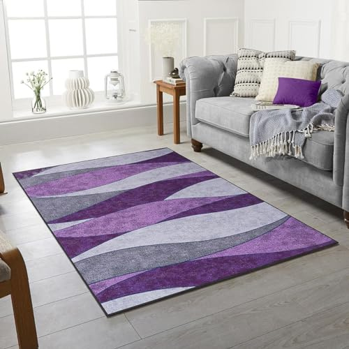 Modern Style Rug Wind Design Black Blue Purple Red Rugs Living Room Extra Large Size Soft Non Slip Short Pile Carpet Area Washable Rugs (Violet, 120 X 170 CM)