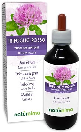 Trèfle des prés ou Trèfle violet (Trifolium pratense) herbe avec fleurs Teinture Mère sans alcool Naturalma - Extrait liquide gouttes 200 ml - Complément alimentaire - Végétalien ou végan