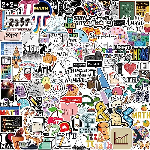 Bric Dodo Pack of 108 Mathematical Science Stickers Car Laptop Phone Guitar Skateboard Motorcycle Bicycle Stickers Set Vinyl Waterproof Aesthetic Stickers for Teenagers Children Adults