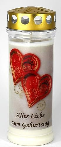 Kerzen Junglas - Grabkerze Geburtstag mit 7 Tagen Brenndauer, (3888), schöne Grablichter mit Motiv, Grabkerzen mit Deckel, wetterfest, Trauerkerzen mit Spruch