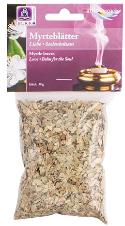 Myrteblätter 30 g - Berk Räucherwerk Duftende Hölzer, Kräuter, Blüten zum Räuchern auf Sieb und Holzkohle Naturreine Räucherstoffe für Entspannung, Reinigung
