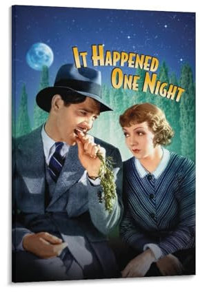 1934 Romantische Komödie Filme, Filmposter It Happened One Night, Leinwand, Gemälde, Poster, Wandkunst, dekorative Bilddrucke, moderne Dekoration, 60 x 90 cm