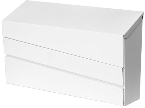 xhlokk Wall-Mounted Mailbox, White Modern Large Capacity Drop Mailboxes for Outside, Rust-Proof Galvanized Steel Post Box (No Keys Locking)