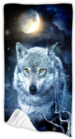FABTOP Wolf Strandtuch Groß 90x180 cm Schnelltrocknendes Mikrofaser Badetuch Handtuch 3D Tier Wolf Motiv Strandtücher XXL Handtücher Kinder Jugend (1,90 x 180 cm)
