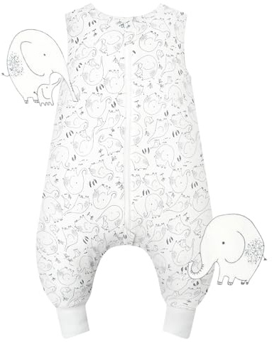 WYTbaby Sacco Nanna con Piedini 1.0 Tog, 100% Cotone Ultra-Morbido, Facile da Indossare, Ideale per il Sonno dei Neonati, Sacco Nanna Adatto per Bambini da 2-3 Anni