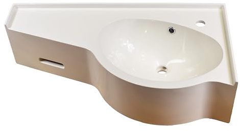 Ideal Waschtisch, asymmetrisch, weiß, 85 x 43 cm, Metall, Wandmontage, Bemalt