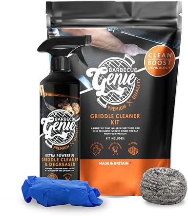BBQ Genie Griddle Cleaner Kit - Barbecue Extra Strength Cleaner/Degreaser Bundle | Cuts Through Grease and Grime | Tackles Burnt On Food - 500ml