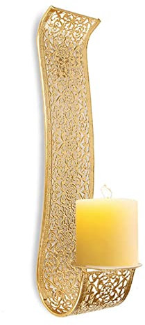 UPQRSG Regallösung Wandleuchter Kerzenhalter, Gold Hohl Geschnitzt Exquisite Details Metall Wandkerzenhalter, Antik Bronze Metall Wandkunst Dekorationen für Wohnzimmer