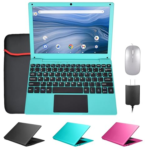 ZHAOHUIXIN Mini Android 12 Laptop Computer, Portable Small Netbook with Allwinner A133 CPU Android 12 OS 2GB RAM 64GB EMMC HD IPS Screen 1920x800 0.3MP Camera (Blue)