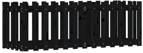 Hochbeet Holz Balkon Garten Kräuterbeet Gartenbeet Pflanzenbeet Holzhochbeet zum Bepflanzen von Gemüse & Kräutern, Latten-Design Schwarz 150x50x50 cm Massivholz Kiefer