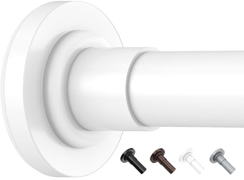 Yeabett Curtain Poles, 48-226cm Extendable Net Curtain Rod, Telescopic Curtain Pole for Bathroom or Windows, No Drilling, No Slip, No Rust, White