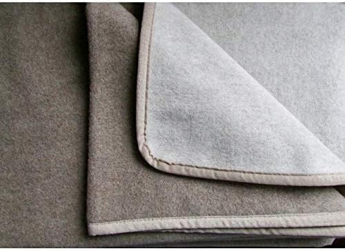 Alpenwolle Kaschmirplaid, Wolldecke, Tagesdecke doppelseitig beige/Mocca mit Kaschmir Anteil (140x200)