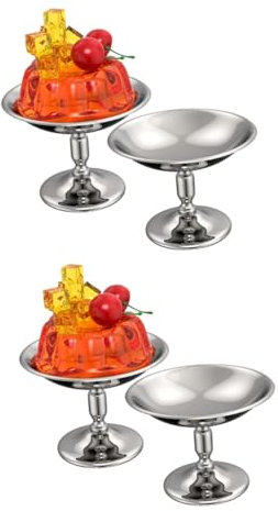 SHOWERORO 2pièces Coupe à Dessert Acier Inoxydable Avec Base Élevée Bol à Glace Multi-usage Pour Crème Pudding Et Fruits Pour Restaurants Cafés Et Événements