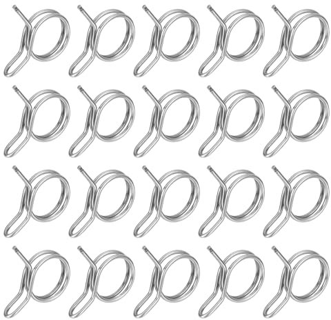 sourcing map 20Pcs 0.85-0.98 Inch Inner Dia Double Wire Spring Hose Clamp, Stainless Steel Adjustable Spring Clips for Hose Fuel Line Silicone Tube Water Pipe Air Pipe