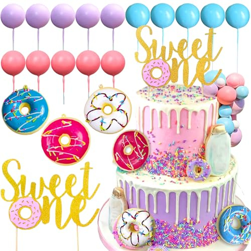 Donut Kuchen Dekoration Sweet Geburtstag Party Zubehör Donut Grow Up | Sweet One Tortenaufleger Sweet One Geburtstag Party Zubehör Donut Grow Up BabySprinkle Dekorationen Macaron Balls Mini Donut